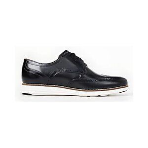 Cole Haan mens Original Grand Wingtip Oxford, Black Leather/White